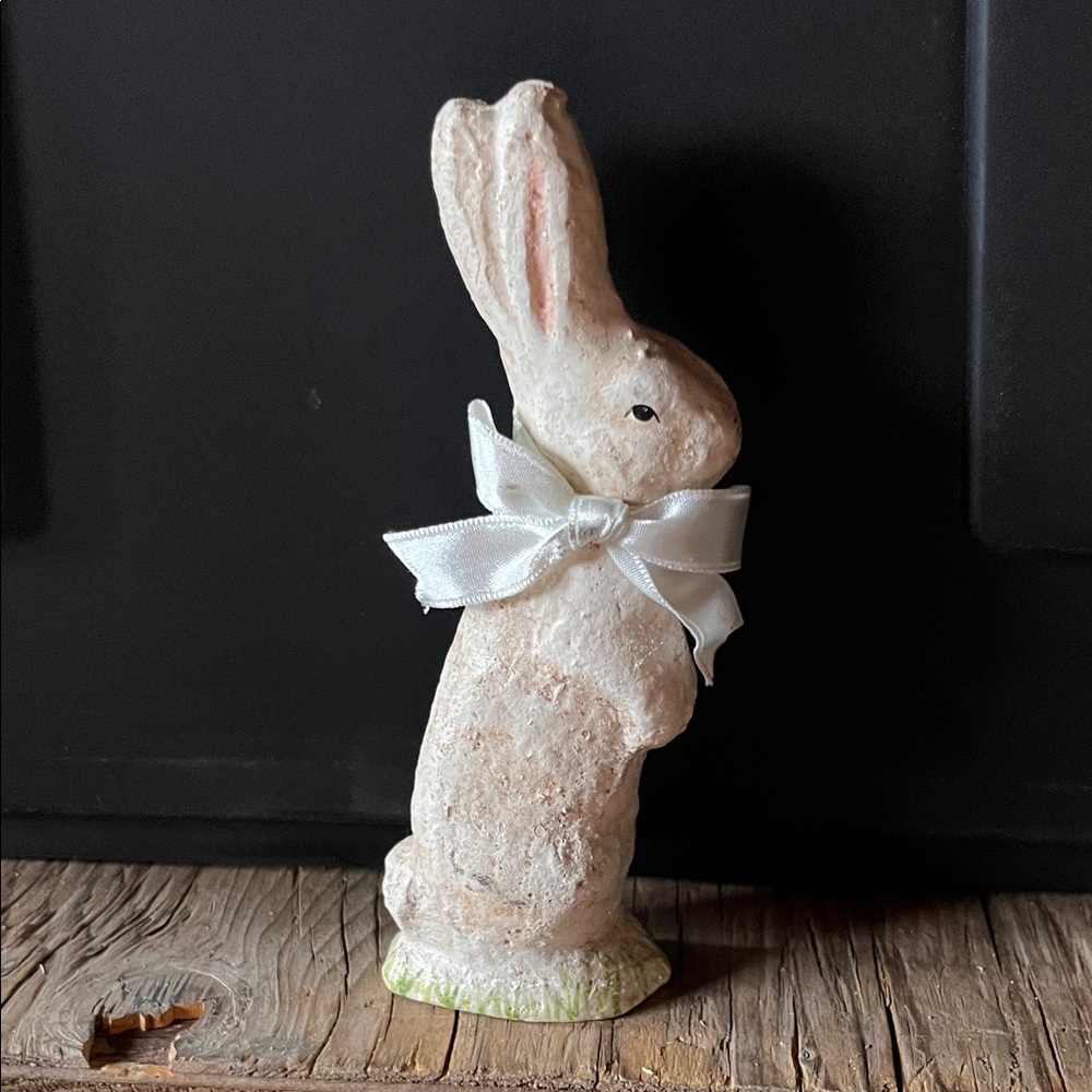 Elegant Cream Rabbit Figurine with Bow